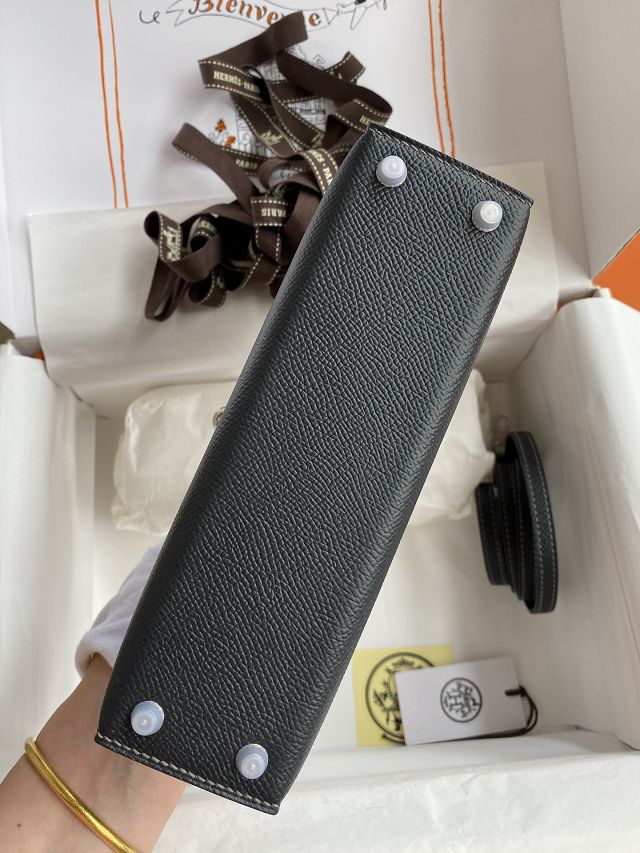 Hermes original epsom leather mini kelly 19 bag K0019 graphite