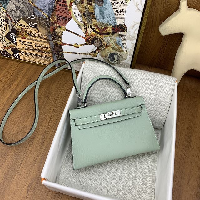 Hermes original epsom leather mini kelly 19 bag K0019 rosemary