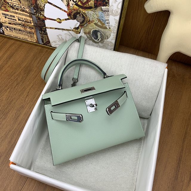 Hermes original epsom leather mini kelly 19 bag K0019 rosemary