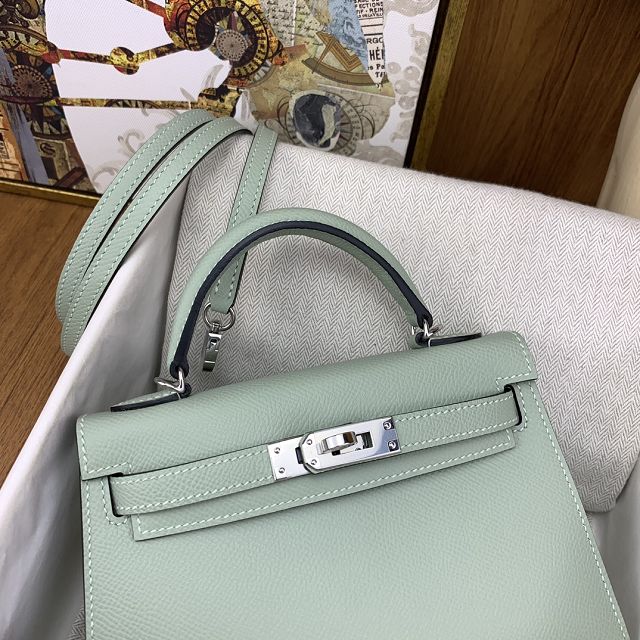 Hermes original epsom leather mini kelly 19 bag K0019 rosemary