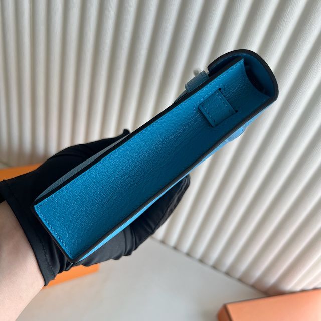 Hermes original chevre leather kelly elan KE0028-5 blue frida