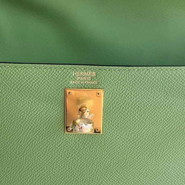 Hermes original madame leather kelly elan KE0028 vert criquet 
