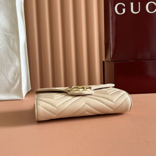GG original calfskin marmont wallet on chain 837745 beige