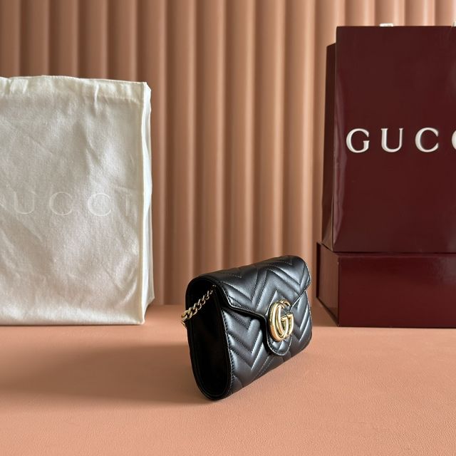 GG original calfskin marmont wallet on chain 837745 black