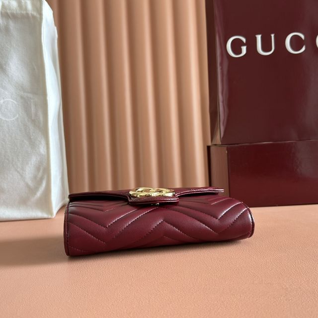 GG original calfskin marmont wallet on chain 837745 bordeaux