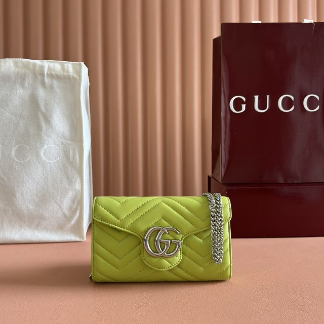 GG original calfskin marmont wallet on chain 837745 green