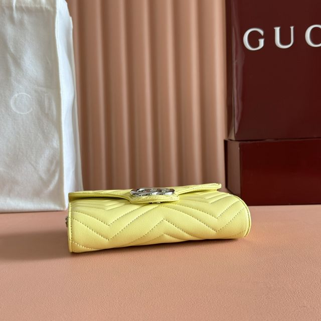 GG original calfskin marmont wallet on chain 837745 yellow