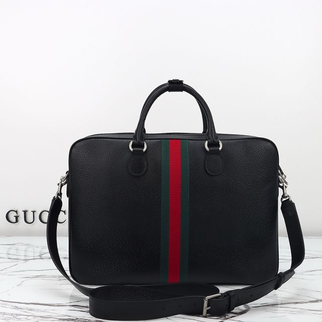 GG original calfskin ophidia large briefcase 834461 black