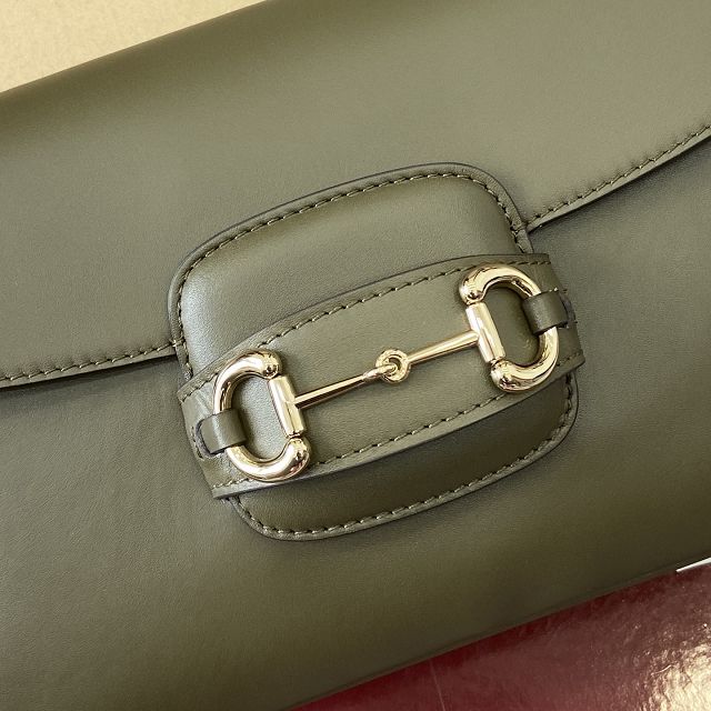 GG original calfskin 1955 horsebit shoulder bag 815178 green