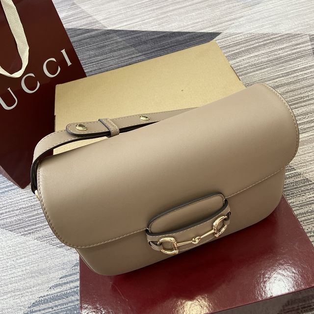 GG original calfskin 1955 horsebit shoulder bag 815178 taupe