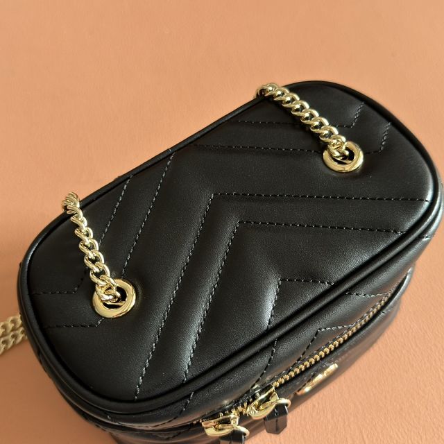 GG original calfskin marmont nano vanity bag 837455 black