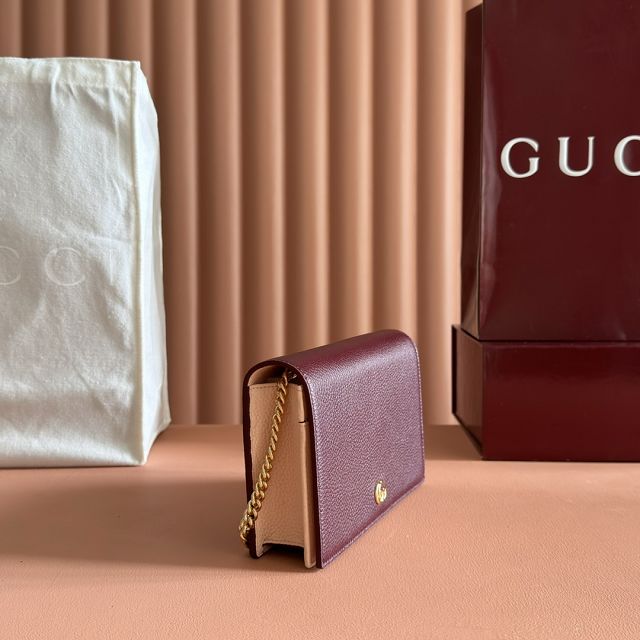 GG original calfskin marmont wallet on chain 497985 bordeaux