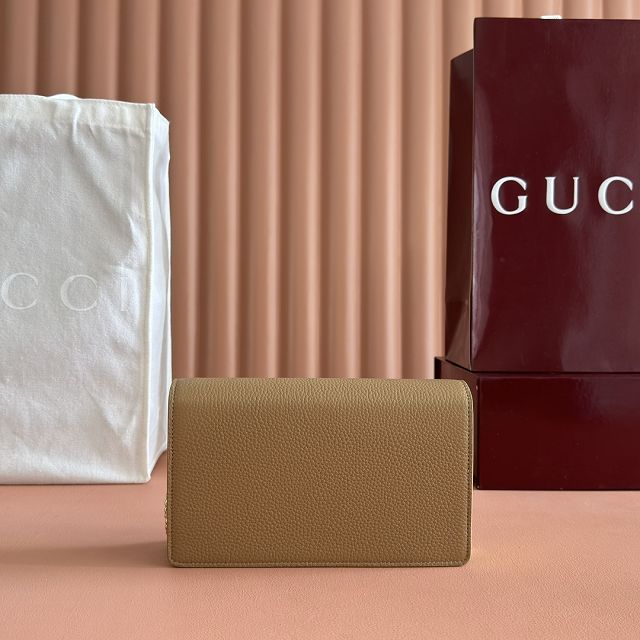 GG original calfskin marmont wallet on chain 497985 brown