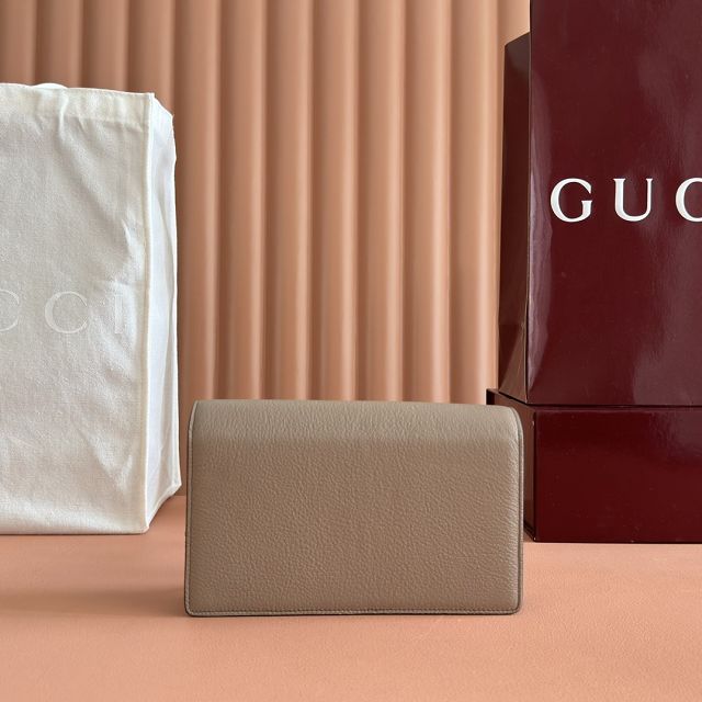 GG original calfskin softbit wallet on chain 837373-2 grey