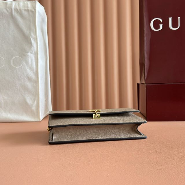 GG original calfskin softbit wallet on chain 837373-2 grey