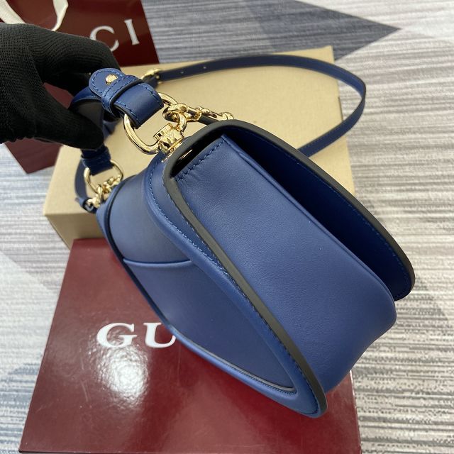 GG original calfskin blondie small top handle bag 815714 blue