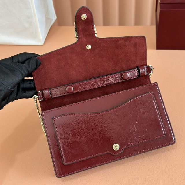 GG original calfskin dionysus wallet on chain 837374 bordeaux