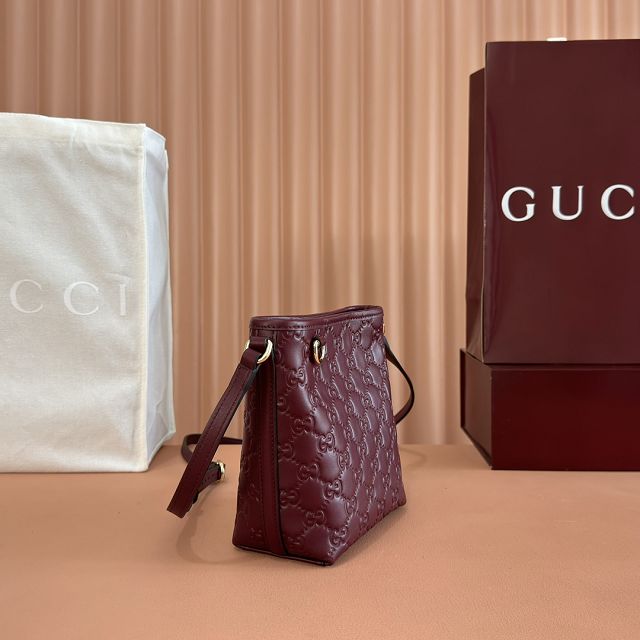 GG original calfskin emblem nano bucket bag 847090 bordeaux