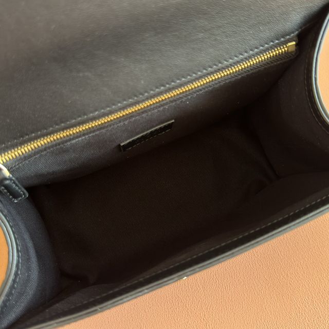 GG original calfskin padlock medium top handle bag 838998 black