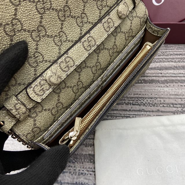 GG original fabric emblem wallet on chain 838151 brown