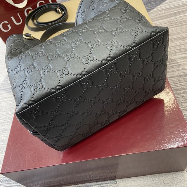 GG original calfskin emblem medium bucket bag 815103 black