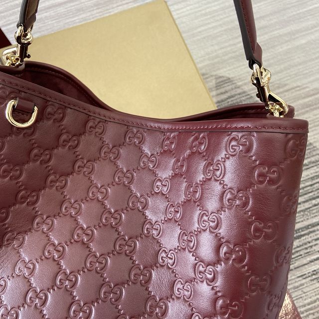 GG original calfskin emblem medium bucket bag 815103 bordeaux