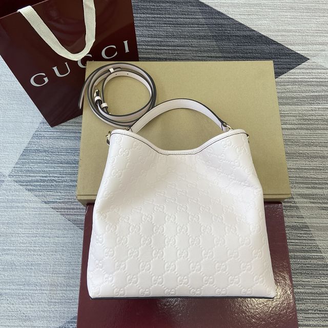 GG original calfskin emblem medium bucket bag 815103 light pink