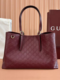 GG original calfskin emblem medium tote bag 815213 bordeaux