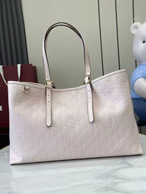 GG original calfskin emblem medium tote bag 815213 light pink