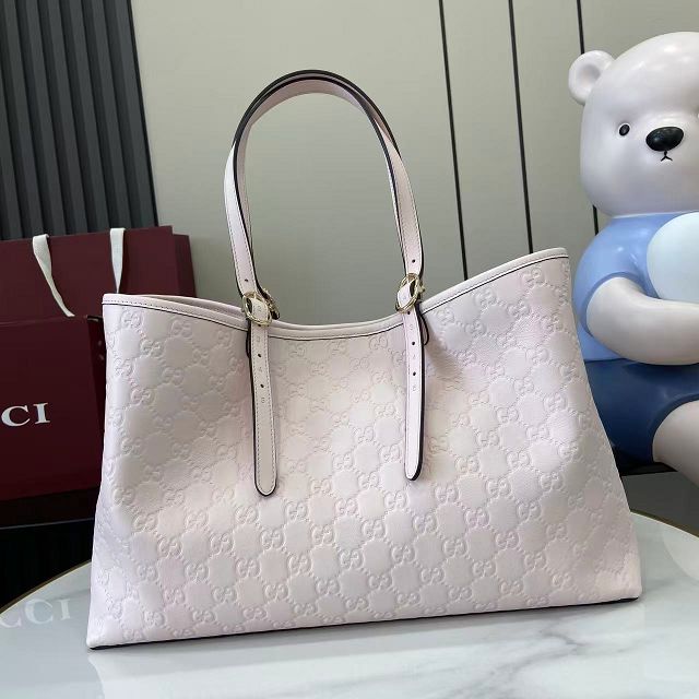 GG original calfskin emblem medium tote bag 815213 light pink