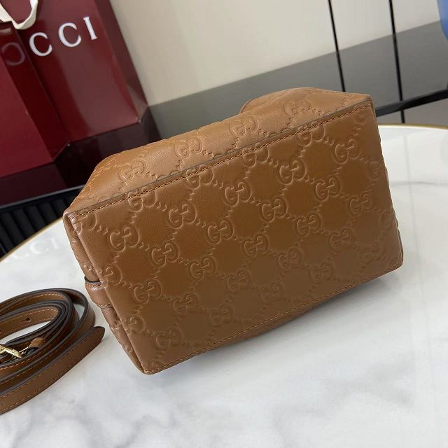 GG original calfskin emblem mini bucket bag 815118 brown