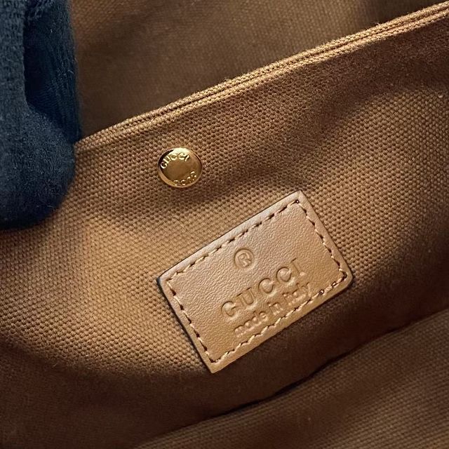 GG original calfskin emblem mini bucket bag 815118 brown