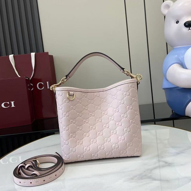 GG original calfskin emblem mini bucket bag 815118 light pink