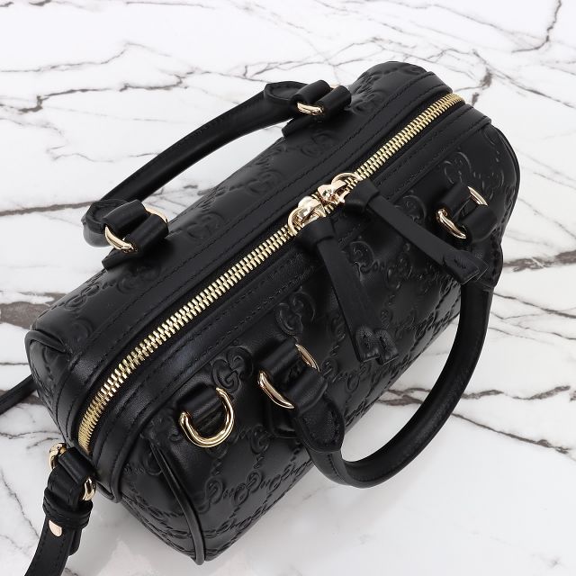 GG original calfskin emblem small boston bag 848889 black