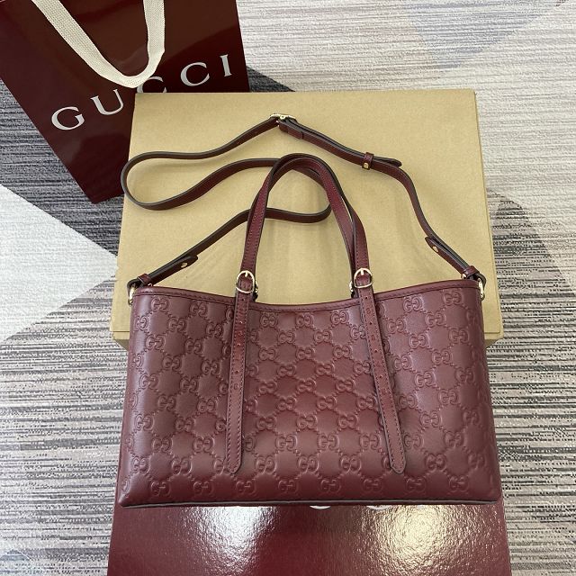 GG original calfskin emblem small tote bag 815214 bordeaux