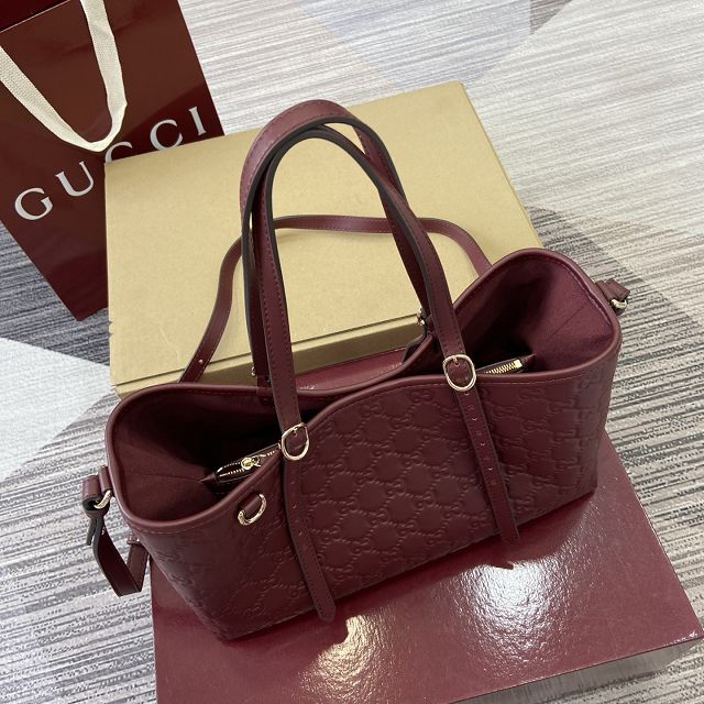 GG original calfskin emblem small tote bag 815214 bordeaux