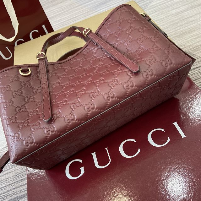 GG original calfskin emblem small tote bag 815214 bordeaux