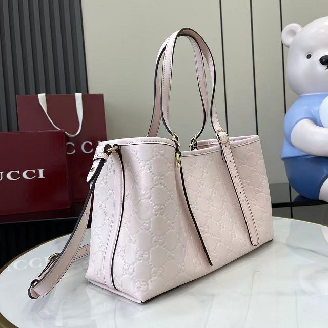 GG original calfskin emblem small tote bag 815214 light pink