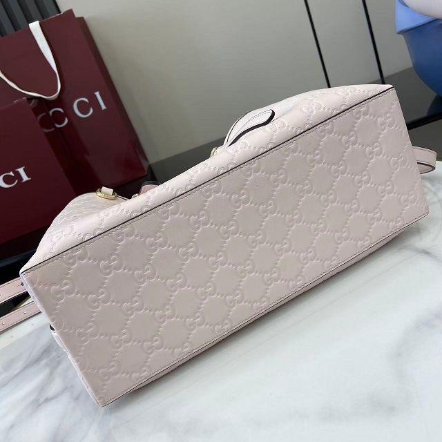 GG original calfskin emblem small tote bag 815214 light pink