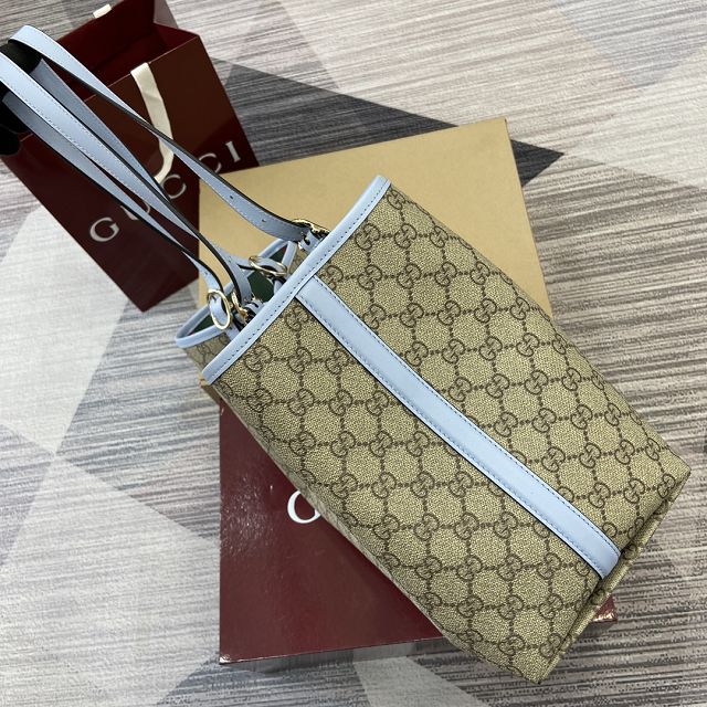 GG original canvas emblem medium tote bag 815213 blue