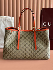 GG original canvas emblem medium tote bag 815213 orange
