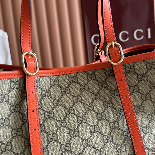 GG original canvas emblem medium tote bag 815213 orange