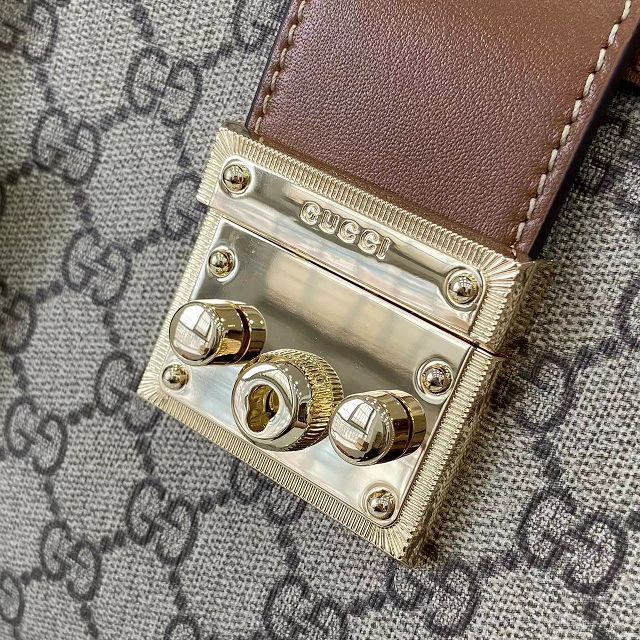 GG original fabric padlock medium top handle bag 838992 brown