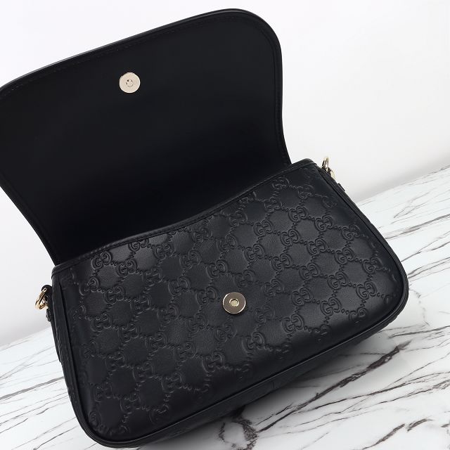 GG original calfskin emblem medium shoulder bag 848882 black