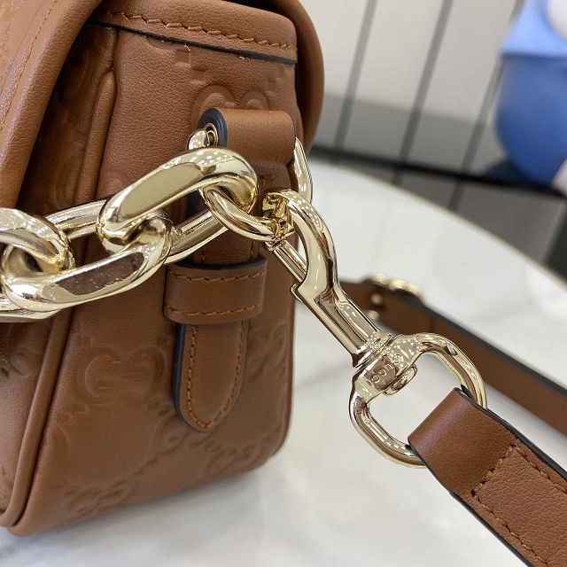 GG original calfskin emblem small shoulder bag 847448 brown