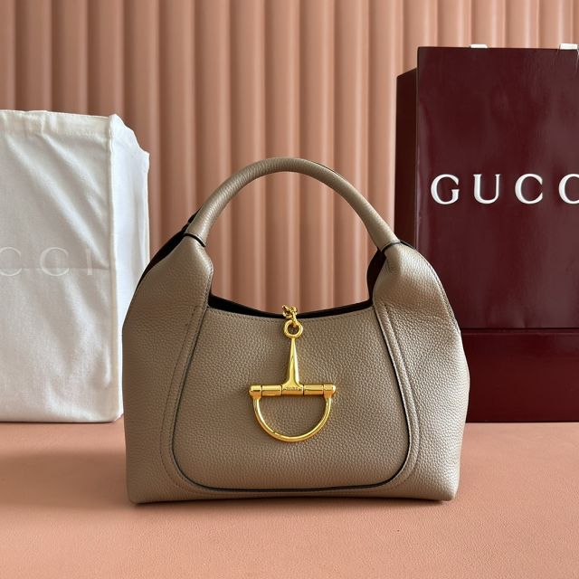 GG original calfskin softbit medium top handle bag 837467 taupe