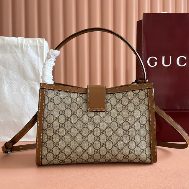 GG original fabric padlock large top handle bag 838991 brown	