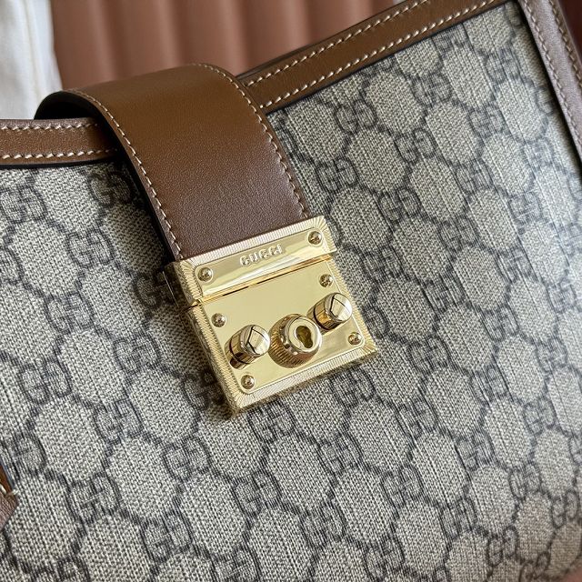 GG original fabric padlock large top handle bag 838991 brown	