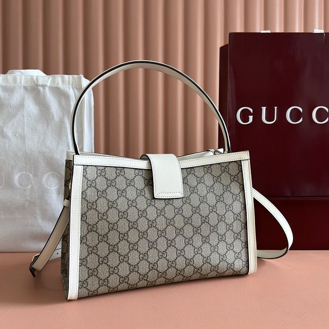 GG original fabric padlock large top handle bag 838991 white