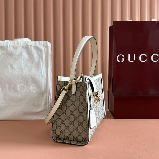 GG original fabric padlock large top handle bag 838991 white